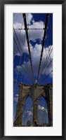Low angle view of a bridge, Brooklyn Bridge, Manhattan (color, vertical) Fine Art Print