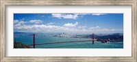 High angle view of a suspension bridge across a bay, Golden Gate Bridge, San Francisco, California, USA Fine Art Print
