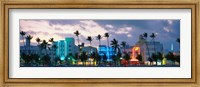 Buildings Lit Up At Dusk, Ocean Drive, Miami Beach, Florida, USA Fine Art Print