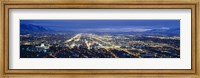 Aerial view of a city lit up at dusk, Salt Lake City, Utah, USA Fine Art Print