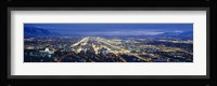 Aerial view of a city lit up at dusk, Salt Lake City, Utah, USA Fine Art Print