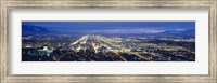 Aerial view of a city lit up at dusk, Salt Lake City, Utah, USA Fine Art Print