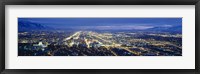 Aerial view of a city lit up at dusk, Salt Lake City, Utah, USA Fine Art Print