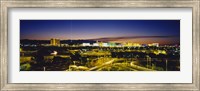 High angle view of buildings lit up at dusk, Las Vegas, Nevada, USA Fine Art Print