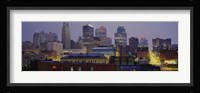 Buildings lit up at dusk, Kansas City, Missouri, USA Fine Art Print