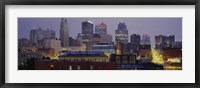 Buildings lit up at dusk, Kansas City, Missouri, USA Fine Art Print