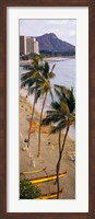 High angle view of tourists on the beach, Waikiki Beach, Honolulu, Oahu, Hawaii, USA Fine Art Print