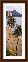 High angle view of tourists on the beach, Waikiki Beach, Honolulu, Oahu, Hawaii, USA Fine Art Print