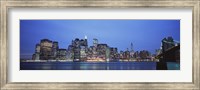 New York Ciry at Night with Bright Blue Sky Fine Art Print