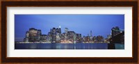 New York Ciry at Night with Bright Blue Sky Fine Art Print