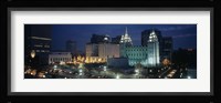 Temple lit up at night, Mormon Temple, Salt Lake City, Utah, USA Fine Art Print