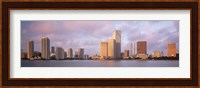 Waterfront And Skyline At Dusk, Miami, Florida, USA Fine Art Print