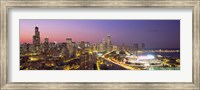 Pink and Purple Sky Over Chicago at Night Fine Art Print