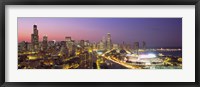 Pink and Purple Sky Over Chicago at Night Fine Art Print