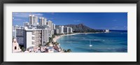 Buildings at the waterfront, Waikiki Beach, Honolulu, Oahu, Maui, Hawaii, USA Fine Art Print