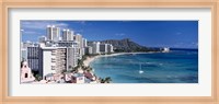 Buildings at the waterfront, Waikiki Beach, Honolulu, Oahu, Maui, Hawaii, USA Fine Art Print