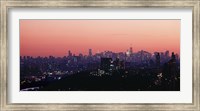 High angle view of buildings lit up at dusk, Manhattan, New York City, New York State, USA Fine Art Print