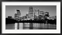 USA, Texas, Austin, Panoramic view of a city skyline (Black And White) Framed Print
