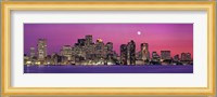 USA, Massachusetts, Boston, View of an urban skyline by the shore at night Fine Art Print