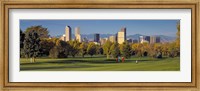 USA, Colorado, Denver, panoramic view of skyscrapers around a golf course Fine Art Print