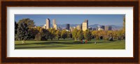 USA, Colorado, Denver, panoramic view of skyscrapers around a golf course Fine Art Print