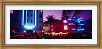 Hotel lit up at night, Miami, Florida, USA Fine Art Print