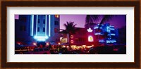 Hotel lit up at night, Miami, Florida, USA Fine Art Print