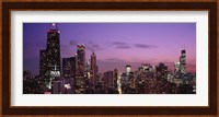 Chicago Buildings lit up at dusk Fine Art Print