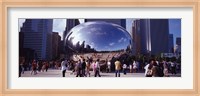USA, Illinois, Chicago, Millennium Park, SBC Plaza, Tourists walking in the park Fine Art Print