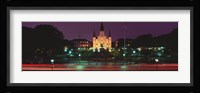 Buildings lit up at night, Jackson Square, St. Louis Cathedral, French Quarter, New Orleans, Louisiana, USA Fine Art Print