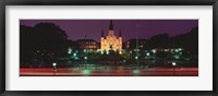 Buildings lit up at night, Jackson Square, St. Louis Cathedral, French Quarter, New Orleans, Louisiana, USA Fine Art Print