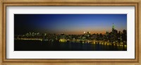 City skyline at night, view of Manhattan from Long Island, New York City, New York State, USA Fine Art Print