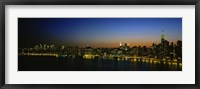 City skyline at night, view of Manhattan from Long Island, New York City, New York State, USA Fine Art Print