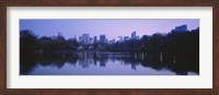 USA, New York State, New York City, Central Park Lake, Skyscrapers in a city Fine Art Print