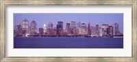 Skyscrapers lit up in Manhattan, New York City Fine Art Print