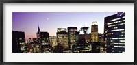 Buildings lit up at dusk, Manhattan Fine Art Print