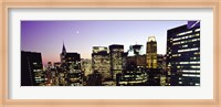 Buildings lit up at dusk, Manhattan Fine Art Print