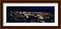 High angle view of a city lit up at night, The Strip, Las Vegas, Nevada, USA Fine Art Print