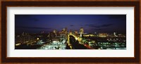 High Angle View Of A City Lit Up At Dusk, St. Louis, Missouri, USA Fine Art Print