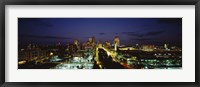 High Angle View Of A City Lit Up At Dusk, St. Louis, Missouri, USA Fine Art Print