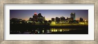 Buildings At The Waterfront Lit Up At Dawn, Memphis, Tennessee, USA Fine Art Print