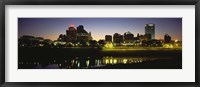 Buildings At The Waterfront Lit Up At Dawn, Memphis, Tennessee, USA Fine Art Print