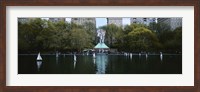 Toy boats floating on water, Central Park, Manhattan Fine Art Print