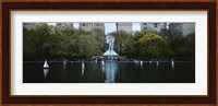 Toy boats floating on water, Central Park, Manhattan Fine Art Print
