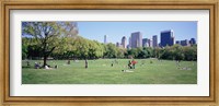 Group Of People In A Park, Sheep Meadow, Central Park, NYC, New York City, New York State, USA Fine Art Print