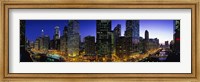 River and Buildings Lit Up At Dusk, Chicago, Illinois Fine Art Print