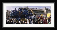 Crowd of people cheering a Mardi Gras Parade, New Orleans, Louisiana, USA Fine Art Print