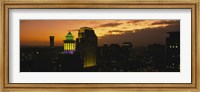High angle view of buildings lit up at dusk, New Orleans, Louisiana, USA Fine Art Print
