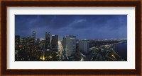 High angle view of buildings in a city lit up at night, New Orleans, Louisiana, USA Fine Art Print
