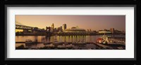 Buildings in a city lit up at dusk, Cincinnati, Ohio, USA Fine Art Print